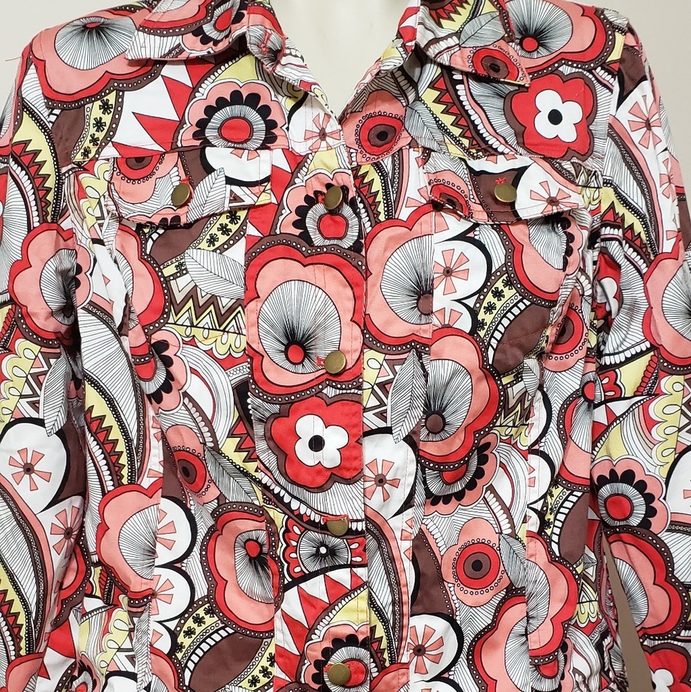 Pink and red floral jacket,  size 10 - Picture 2 of 4